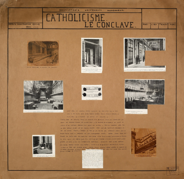 Ein Buch mit Bildern von Räumen, Fluren und Artefakten aus der katholischen Kirche, begleitet von Texten zu ihrer Geschichte und Bedeutung.