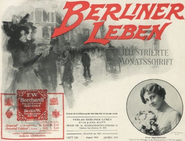 Werbeplakat für den Berliner Leben Film mit einer Gruppe von Menschen vor einem Gebäude mit Text, der den Film und seine Charaktere beschreibt.