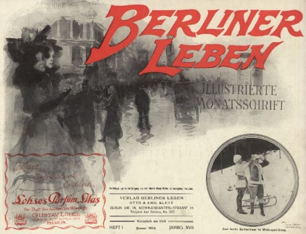 Altes Buch mit dem Titel 'Berliner Leben', das eine Gruppe von Menschen in traditioneller deutscher Kleidung auf dem Cover zeigt.
