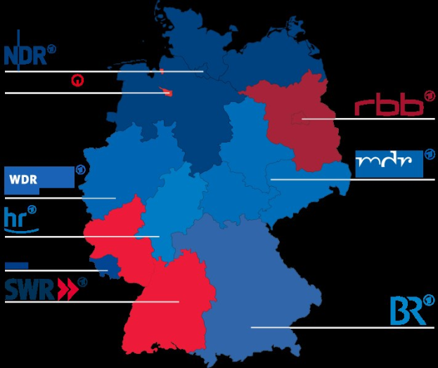 Karte von Deutschland, die die Wahlergebnisse der Provinzwahl 2016 zeigt, mit provinces in rot und blau markiert und Text, der die Namen der Kandidaten und das Wahldatum bereitstellt.