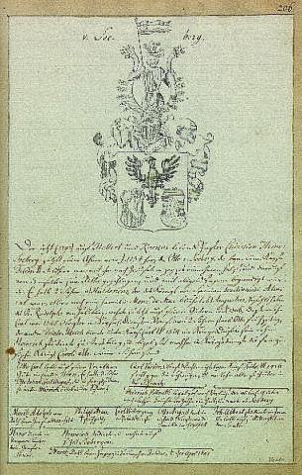 Ein altes Dokument mit einem Wappen, Text und einem Logo oben, das als Geburts- und Taufregister des Kaisers Wilhelm II. von Deutschland gilt.