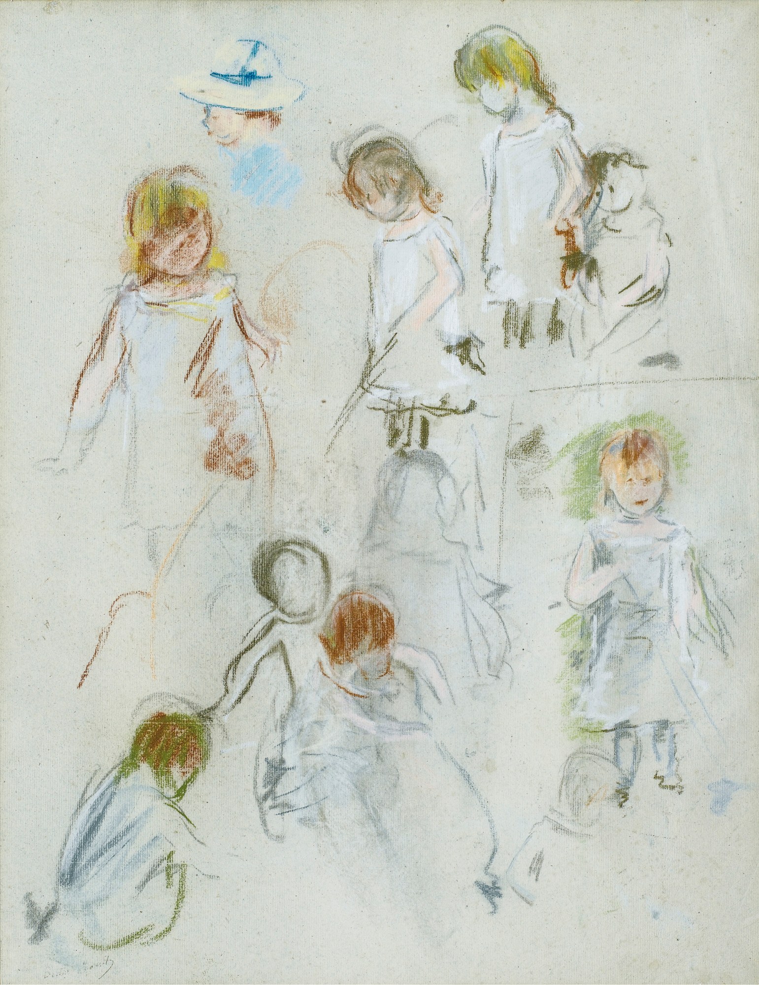 Ein buntes Bild von Kindern, die fröhlich auf einer Wiese spielen, wobei eines einen Hut trägt und seine Arme ausbreitet und lächelt.