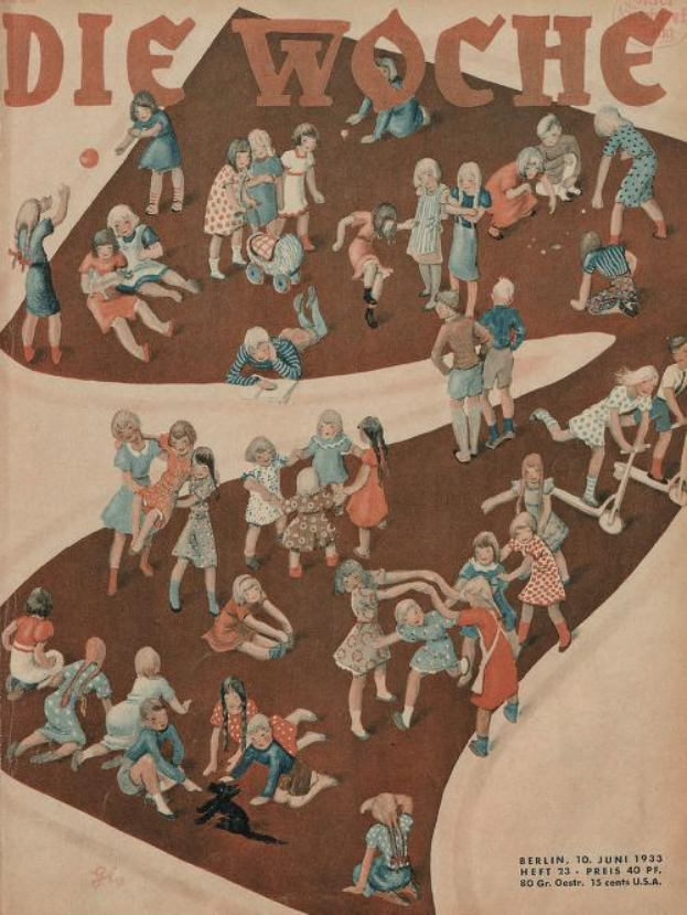 Deutsches Magazin-Cover aus Juni 1933 mit der Überschrift "Die Woche", das Kinder beim Spielen in einem Kreis zeigt